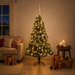 Tehisj&otilde;ulukuusk koos kaunistustega 120 cm 150 LED-i Soe valge
