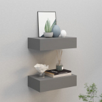 Sahtlitega seinariiulid, 2 tk, hall, 40x23,5x10 cm mdf