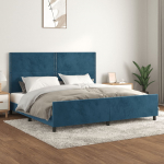 Voodiraam ilma madratsita tumesinine 200x200 cm samet