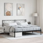Metallist voodiraam peatsiga, must, 183x213 cm