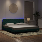 Voodiraam LED-tuledega, tumeroheline, 200x200 cm, samet