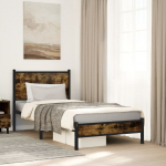 Metallist voodiraam ilma madratsita suitsutatud tamm 75x190 cm