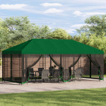 Paviljon k&uuml;lgseinadega 6 x 3 m Roheline Pol&uuml;ester ja teras 190