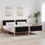 Voodiraam peatsiga Pruun ja must 200 x 200 cm M&auml;nnipuit