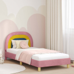 Laste voodiraam peatoega peaga Roosa 90 x 200 cm Samet