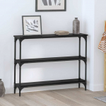 Konsoollaud riiuliga must tamm 100 x 22,5 x 75 cm tehispuit