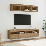 TV seinakapid koos LED-iga 5 tk K&auml;sit&ouml;&ouml;puu 80 x 30 x 40 cm