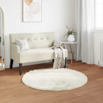 Faux lambanaha vaip tafalla valge &oslash; 120 cm pol&uuml;ester
