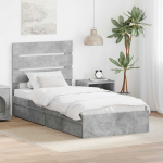 Laos voodi peaga sahtliga Betoonhall 90 x 190 cm Tehispuit
