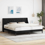 Voodiraam peatsiga Must 200 x 200 cm Samet