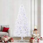Tehisj&otilde;ulupuu koos 300 led-iga valge 240 cm pvc ja teras