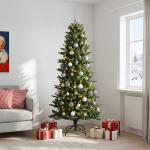 Kunstkuusk koos j&otilde;ulukuuliga 210 cm 300 LED-i Soe valge