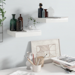 Seinariiulid, 2 tk, k&otilde;rgl&auml;ikega valge, 23 x 23,5 x 3,8 cm mdf