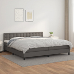 Kontinentaalvoodi madratsiga, hall, 200x200 cm, kunstnahk