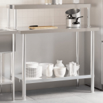 K&ouml;&ouml;gi t&ouml;&ouml;laud riiuliga, 110 x 55 x 120 cm, roostevaba teras