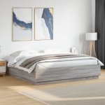 Voodiraam, hall sonoma tamm, 180 x 200 cm, tehispuit
