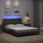 Voodiraam LED-tuledega, pruun, 140 x 200 cm, kunstnahk