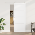 Libisev uks koos tarvikute komplektiga valge 83x211 cm massiivpuit m&auml;nnipuu