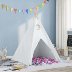 Teepee telk valge 120 x 120 x 150 cm kangas ja plast