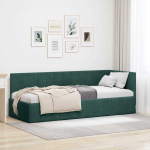 Nurga voodiraam peatsiga Tume rohelise 80 cm x 200 cm Samet