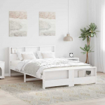 Voodiraam peatsiga Valge 160 x 200 cm Tehispuit