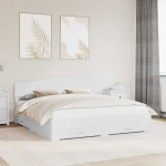 Voodiraam peatsiga sahtliga Valge 180 x 200 cm Tehispuit