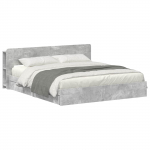 Voodiraam ladustamisega peaga Betoonhall 200 x 200 cm Tehispuit
