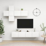7-osaline telerikappide komplekt, valge, puitlaastplaat