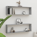 Seina kuubikriiulid 2, hall sonoma tamm, 100x15x30 cm tehispuit