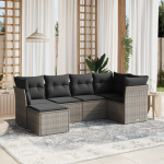 6-osaline aiadiivani komplekt patjadega, hall, pol&uuml;rotang