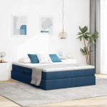 Voodi hoiukohaga ja madratsiga Sinine 140 x 200 cm Pol&uuml;ester
