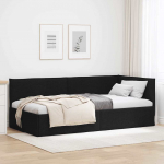 Nurga voodiraam peatsiga Must 80 x 200 cm kangas