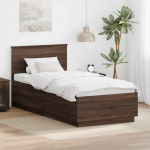 Voodiraam peatsiga pruun tamme 70 x 190 cm tehispuit
