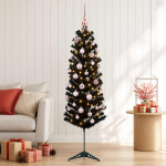 Kitsas kunstkuusk koos j&otilde;ulukuulidega 150 cm 150 LED-i