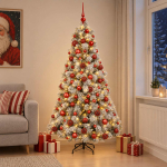 Kunstkuusk koos j&otilde;ulukuuliga 180 cm 300 LED-i Soe valge