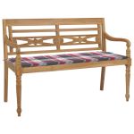 Batavia pink punaseruudulise padjaga, 120 cm, tiikpuu