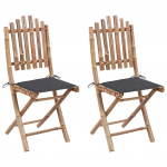 Kokkupandavad aiatoolid 2 tk, patjadega, bambus