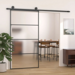 Liuguks, matt esg-klaas ja alumiinium, 102,5 x 205 cm, must