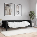 Diivanvoodi madratsiga, must, 100x200 cm, kangas