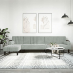 L-KUJULINE DIIVANVOODI, HELEHALL, 260 X 140 X 70 CM, SAMET