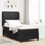 Kontinentaalvoodi madratsi ja peatsiga must 100 x 200 cm samet