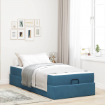 Voodiraam madratsiga madratsiga 2 tk Sinine Samet