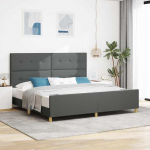 Voodiraam peatsiga tumehall 200 x 200 cm kangas
