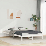 Voodiraam koos k&uuml;lglaudadega Valge 140 x 220 cm Tahke m&auml;nd