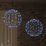 Pall 2 tk k&uuml;lm valge 50 x 50 x 52 cm metall 320 LED-i