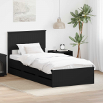 Voodi raam sahtliga peaga must 90 x 200 cm inseneripuit