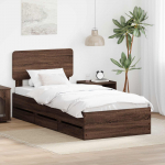 Voodiraam sahtliga peaga pruun tamme 100 x 200 cm inseneripuit
