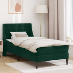 Voodiraam madratsiga peaga Tume rohelise 100 x 200 cm Samet