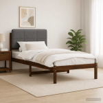 Voodiraam Pehme Peatoega Tumepruun ja helehall 80 x 200 cm
