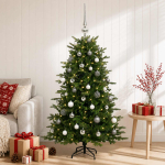 Kunstkuusk koos j&otilde;ulukuuliga 120 cm 150 LED-i Soe valge